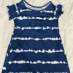 Blue and White Tie-Dye Dress